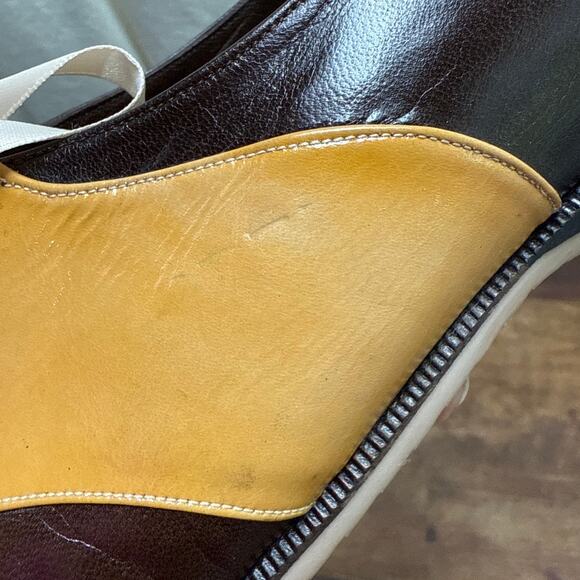 Glacée Vintage Italian Leather Women's Size 8 1/2 Lace Up Shoe Two Toned Brown - Picture 10 of 11